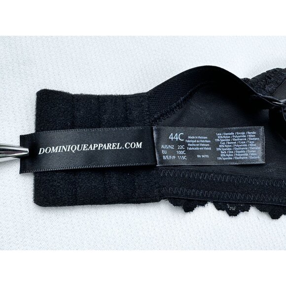 Dominique Apparel Black Bra 3501 Lace Underwire Support Padded Size 44C NWT - Picture 8 of 10